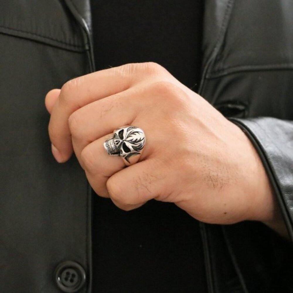 High Quality 925 Sterling Silver Skull Men's Ring - Picture 3 of 7